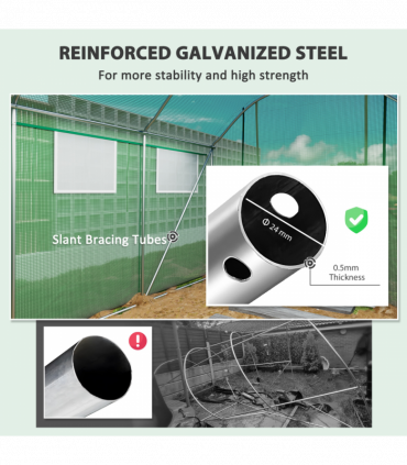 Outsunny Polytunnel Greenhouse with 3 Roll-up Doors, 3 x 2 x 2m, Green