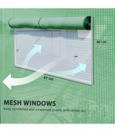 Outsunny Polytunnel Greenhouse with 3 Roll-up Doors, 4 x 3 x 2m, Green
