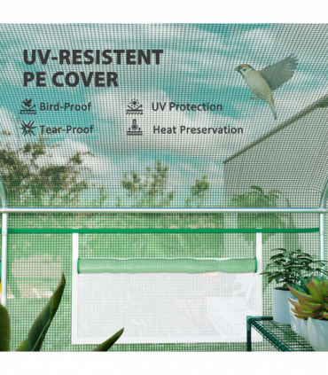 Outsunny Polytunnel Greenhouse with 3 Roll-up Doors, 4 x 3 x 2m, Green