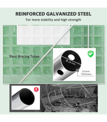 Outsunny Polytunnel Greenhouse with 3 Roll-up Doors, 4 x 3 x 2m, Green