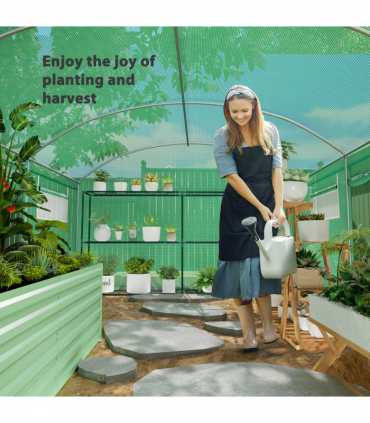 Outsunny Polytunnel Greenhouse with 3 Roll-up Doors, 4 x 3 x 2m, Green