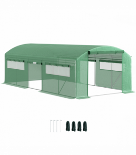 Outsunny Polytunnel Greenhouse with 3 Roll-up Doors, 6 x 3 x 2m, Green
