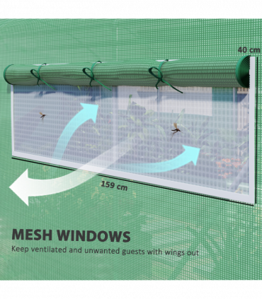 Outsunny Polytunnel Greenhouse with 3 Roll-up Doors, 6 x 3 x 2m, Green