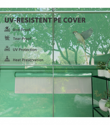 Outsunny Polytunnel Greenhouse with 3 Roll-up Doors, 6 x 3 x 2m, Green