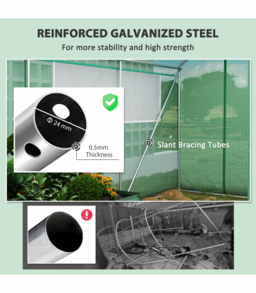 Outsunny Polytunnel Greenhouse with 3 Roll-up Doors, 6 x 3 x 2m, Green