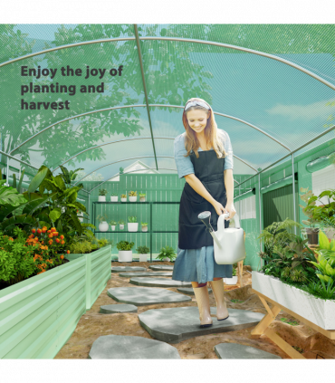 Outsunny Polytunnel Greenhouse with 3 Roll-up Doors, 6 x 3 x 2m, Green