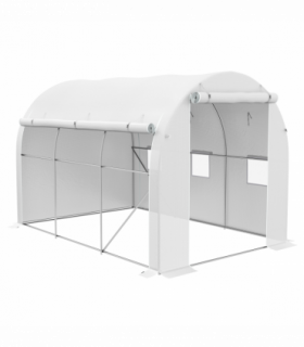 Outsunny Polytunnel Greenhouse with PE Cover, Galvanised Steel Frame, White