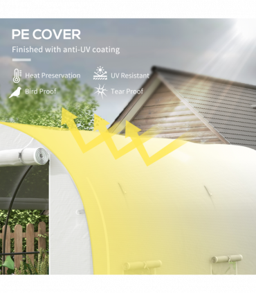 Outsunny Polytunnel Greenhouse with PE Cover, Galvanised Steel Frame, White