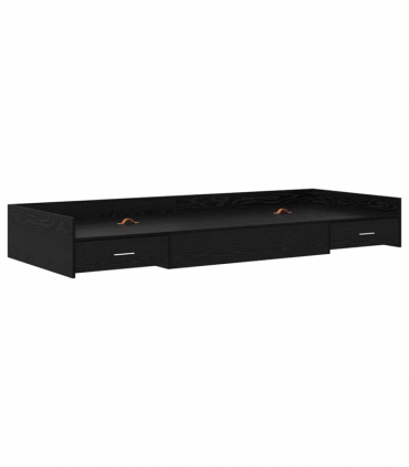 Storage Bed Frame with Drawer Black Oak 90 x 200 cm Engineered wood