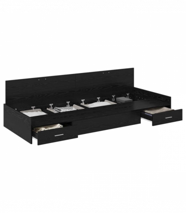 Storage Bed Frame with Drawer Black Oak 90 x 200 cm Engineered wood