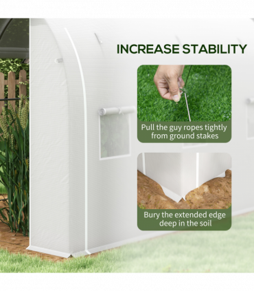 Outsunny Polytunnel Greenhouse with PE Cover, Galvanised Steel Frame, White