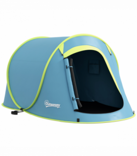 Outsunny Pop up Camping Tent for 2 Man, 2000mm Waterproof with Carry Bag, Blue