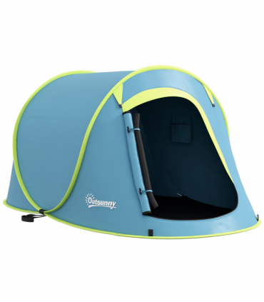 Outsunny Pop up Camping Tent for 2 Man, 2000mm Waterproof with Carry Bag, Blue