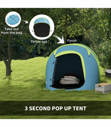 Outsunny Pop up Camping Tent for 2 Man, 2000mm Waterproof with Carry Bag, Blue