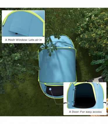 Outsunny Pop up Camping Tent for 2 Man, 2000mm Waterproof with Carry Bag, Blue
