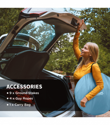 Outsunny Pop up Camping Tent for 2 Man, 2000mm Waterproof with Carry Bag, Blue