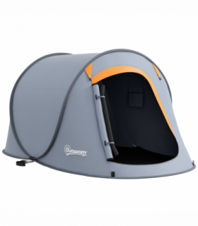 Outsunny Pop up Camping Tent for 2 Man, 2000mm Waterproof with Carry Bag, Grey