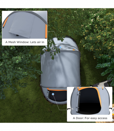 Outsunny Pop up Camping Tent for 2 Man, 2000mm Waterproof with Carry Bag, Grey