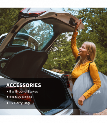 Outsunny Pop up Camping Tent for 2 Man, 2000mm Waterproof with Carry Bag, Grey