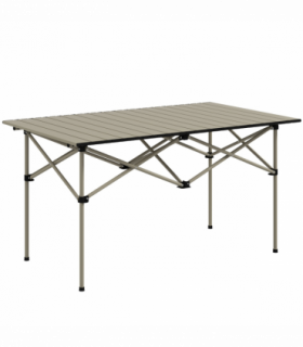Outsunny Portable Camping Table with Roll Up Top, Khaki