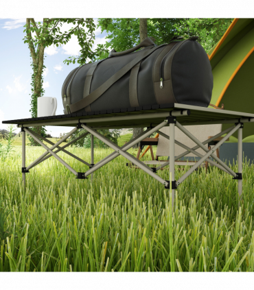 Outsunny Portable Camping Table with Roll Up Top, Khaki