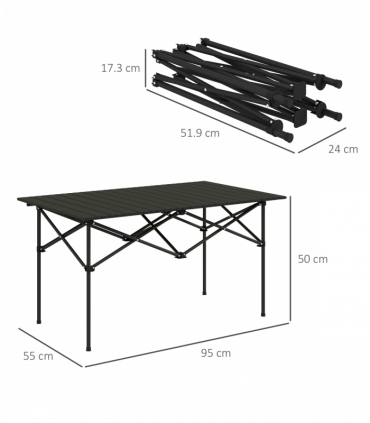 Outsunny Portable Camping Table, Black