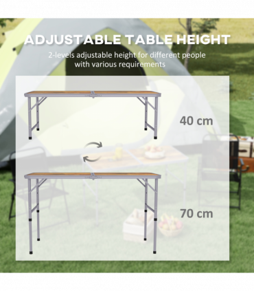 Outsunny Portable Folding Picnic Table Outdoor Lightweight BBQ Party Aluminum