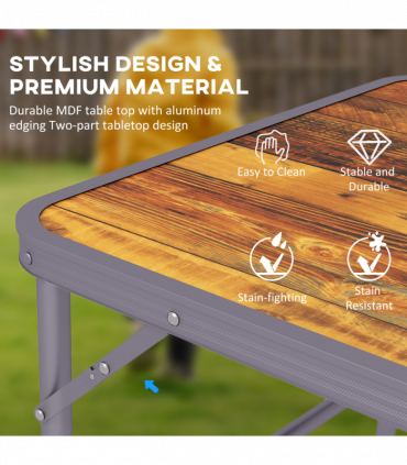 Outsunny Portable Folding Picnic Table Outdoor Lightweight BBQ Party Aluminum