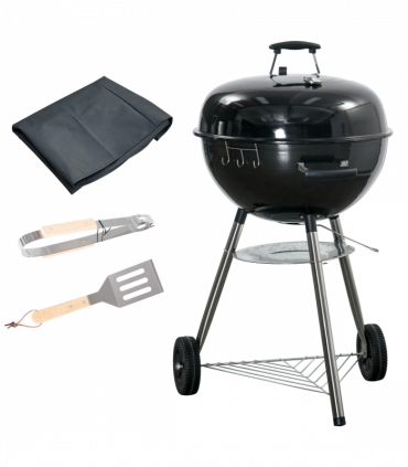 Outsunny Portable Kettle Charcoal Grill BBQ Smoker w/ Cover, Lid, & Thermometer