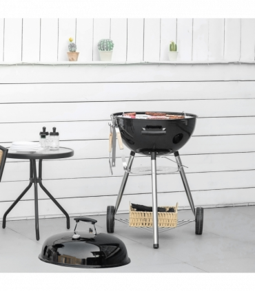 Outsunny Portable Kettle Charcoal Grill BBQ Smoker w/ Cover, Lid, & Thermometer