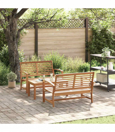 Garden Sofa Set 3 pcs Natural Solid teak wood