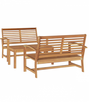 Garden Sofa Set 3 pcs Natural Solid teak wood