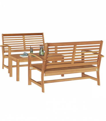 Garden Sofa Set 3 pcs Natural Solid teak wood