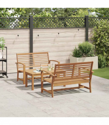 Garden Sofa Set 3 pcs Natural Solid teak wood