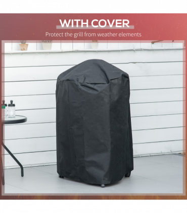 Outsunny Portable Kettle Charcoal Grill BBQ Smoker w/ Cover, Lid, & Thermometer