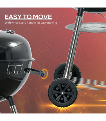 Outsunny Portable Kettle Charcoal Grill BBQ Smoker w/ Cover, Lid, & Thermometer