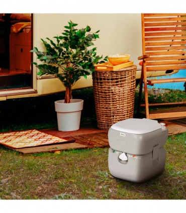 Outsunny Portable Toilet with Detachable Tanks for Camping, Grey