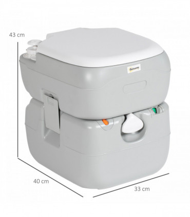 Outsunny Portable Toilet with Detachable Tanks for Camping, Grey