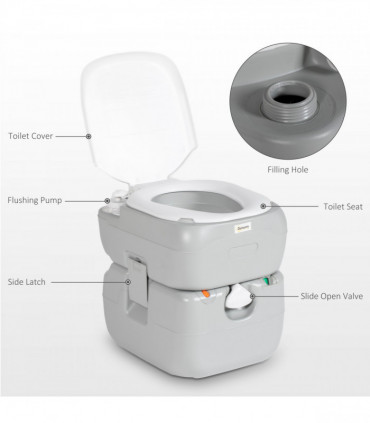 Outsunny Portable Toilet with Detachable Tanks for Camping, Grey