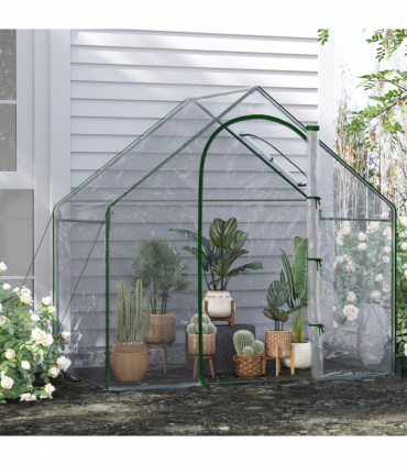 Outsunny Portable Walk-in PVC Greenhouse w/ Zipped Door for Flowers Plant
