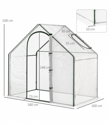 Outsunny Portable Walk-in PVC Greenhouse w/ Zipped Door for Flowers Plant