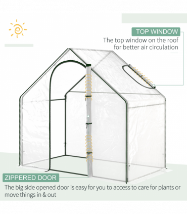 Outsunny Portable Walk-in PVC Greenhouse w/ Zipped Door for Flowers Plant