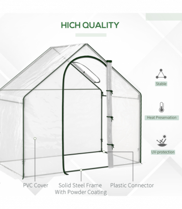 Outsunny Portable Walk-in PVC Greenhouse w/ Zipped Door for Flowers Plant