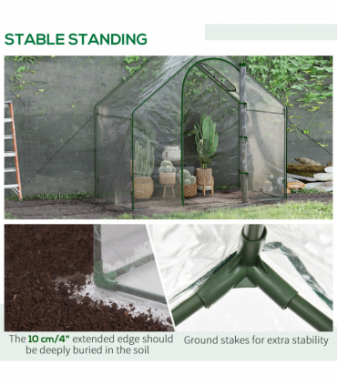 Outsunny Portable Walk-in PVC Greenhouse w/ Zipped Door for Flowers Plant