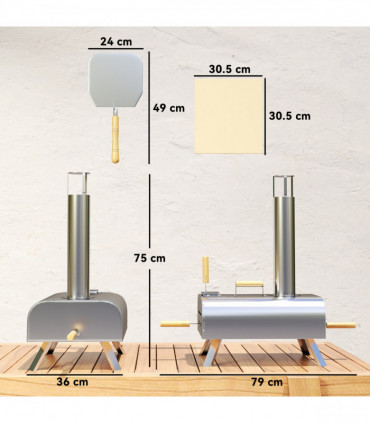 Outsunny Portable Wood Pellet Pizza Oven with Foldable Legs 12 Inch Stone