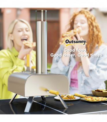 Outsunny Portable Wood Pellet Pizza Oven with Foldable Legs 12 Inch Stone