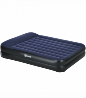 Outsunny Queen Inflatable Mattress with Electric Pump and Integrated Pillow