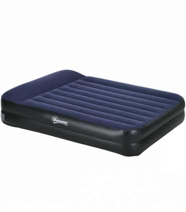 Outsunny Queen Inflatable Mattress with Electric Pump and Integrated Pillow