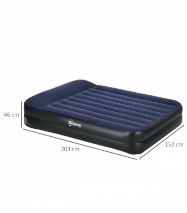 Outsunny Queen Inflatable Mattress with Electric Pump and Integrated Pillow