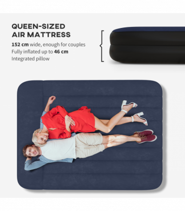 Outsunny Queen Inflatable Mattress with Electric Pump and Integrated Pillow